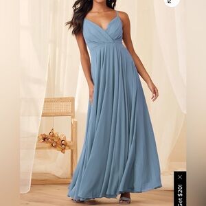 Lulu's Slate Blue Spaghetti Strap Maxi gown